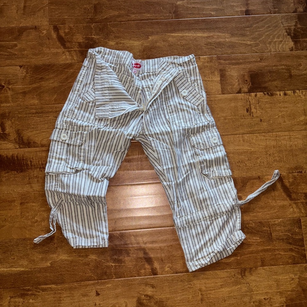 Vintage Striped White Cargo Shorts